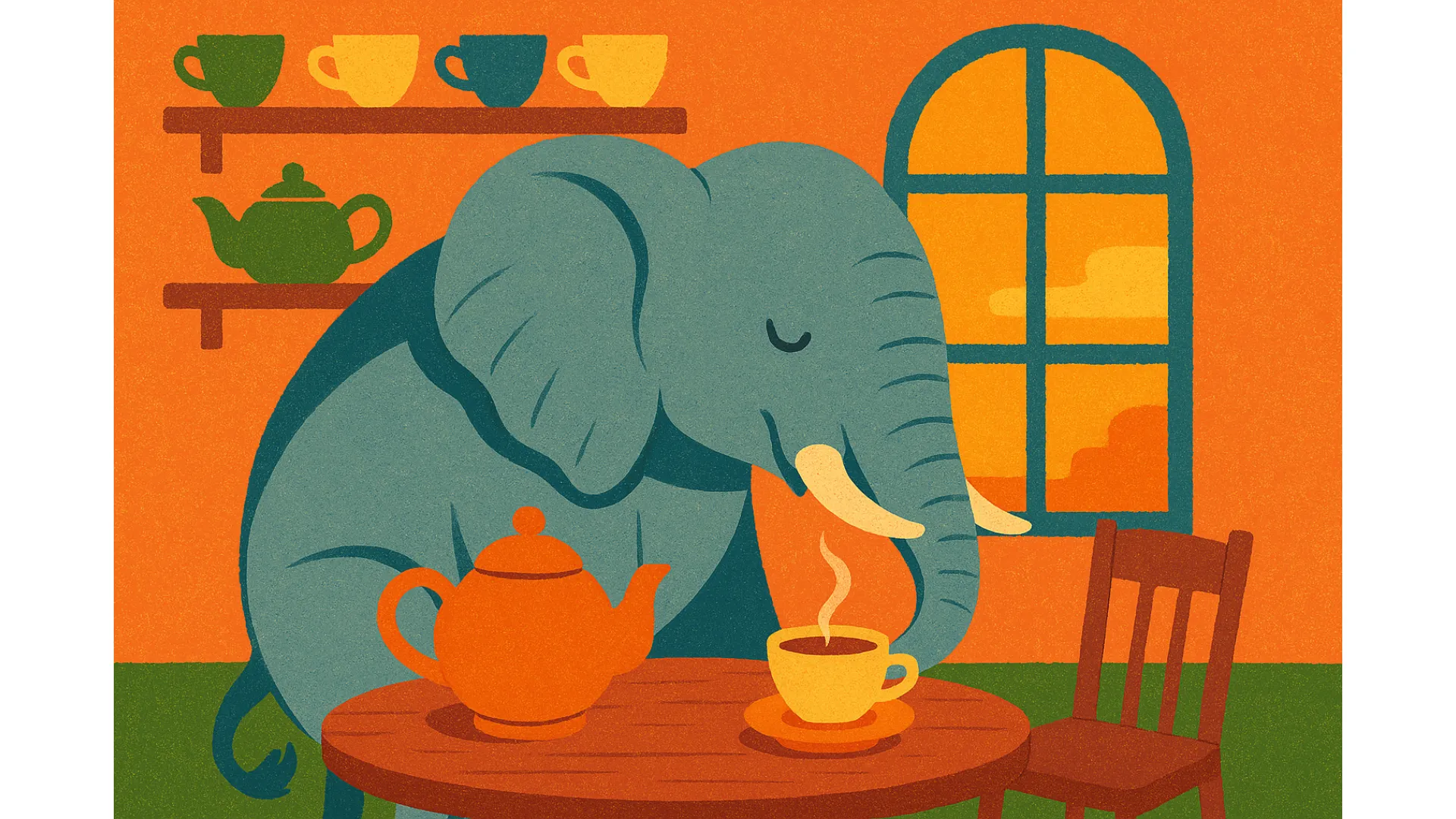 Slon v čajovně